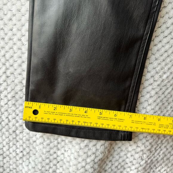 AFRM Pants 28 Black Heston Faux Leather High Rise Straight Leg 5 Pockets Lined - Picture 13 of 15